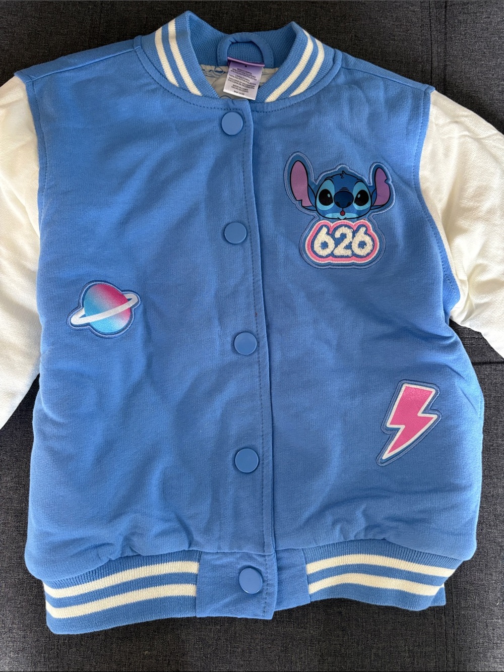 Disney Blue & White Stitch 626 Varsity Jacket